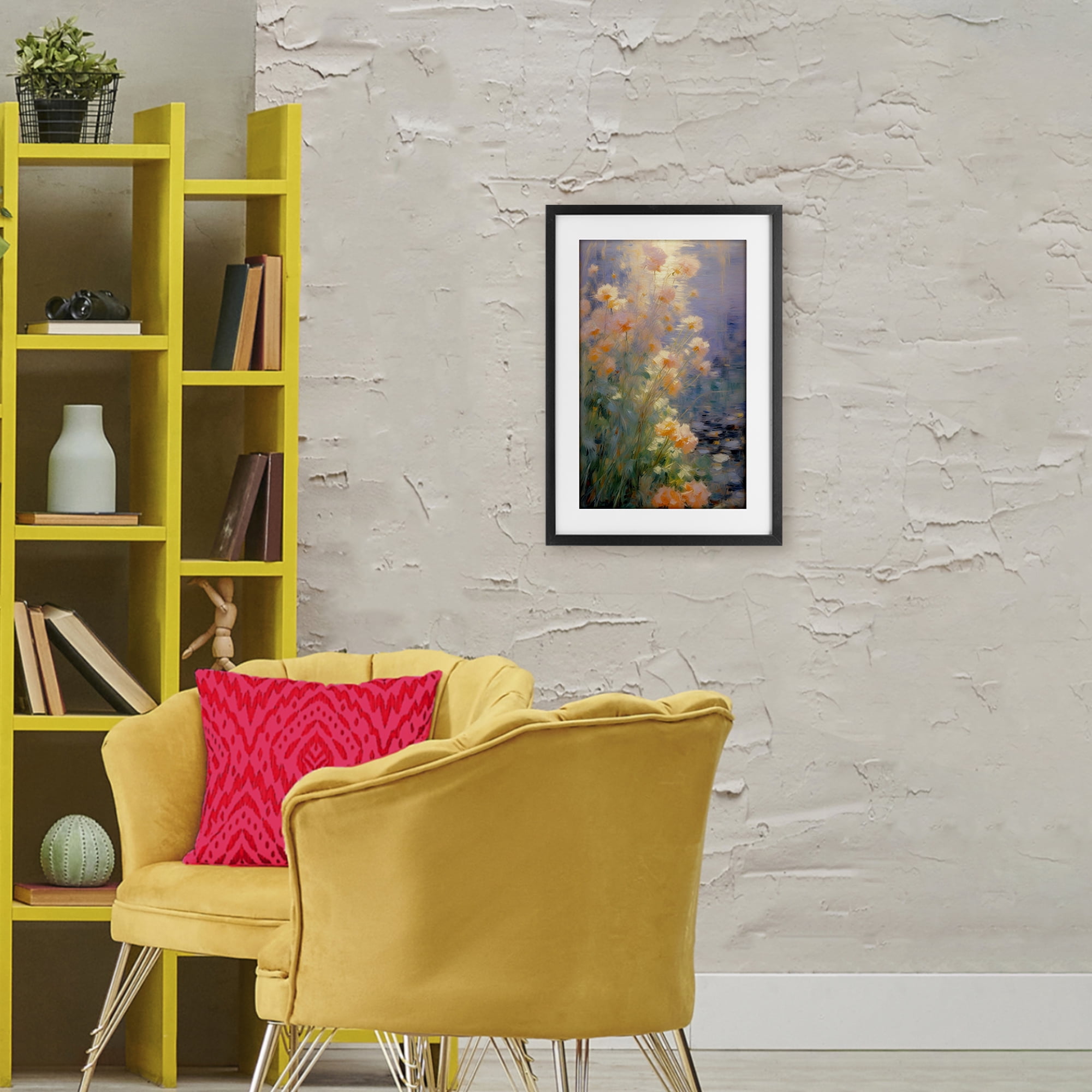 Stupell Industries Sunlit Pastel Blossoms Impression Black Framed Print Under Glass, design by Angie Hawke