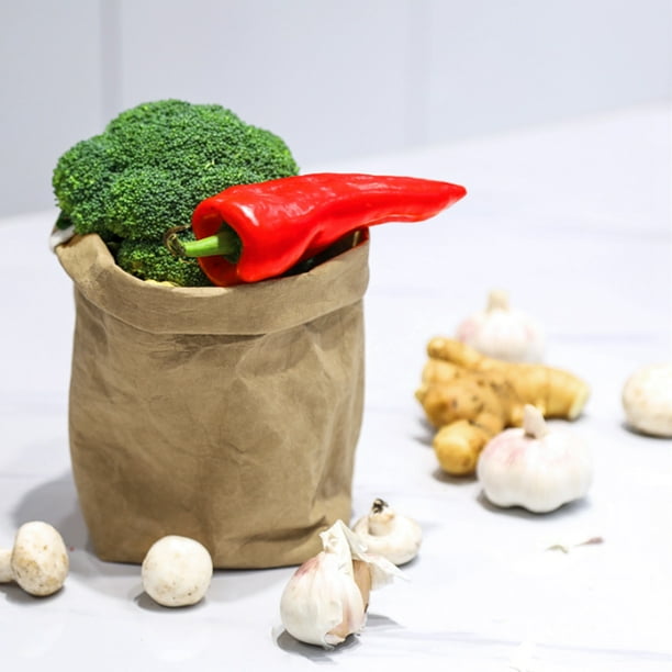 Bolsa de almacenamiento lavable, bolsa de almacenamiento multifuncional, bolsa reciclable, bolsa de papel marrón, almacenamiento hecho a mano con cuidado