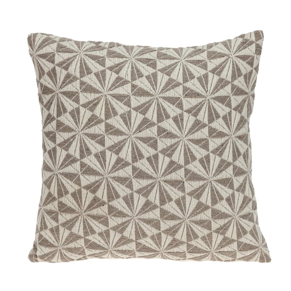 Parkland Collection Dorri 16x16" Geometric Cotton Throw Pillow in Beige/Brown