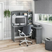 Tech Desk Pro L-Shaped Desk with Hutch - Grey