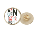 thumbnail image 1 of Alfabetos elegante cita handwrite Broche de oro metálico circular, 1 of 3
