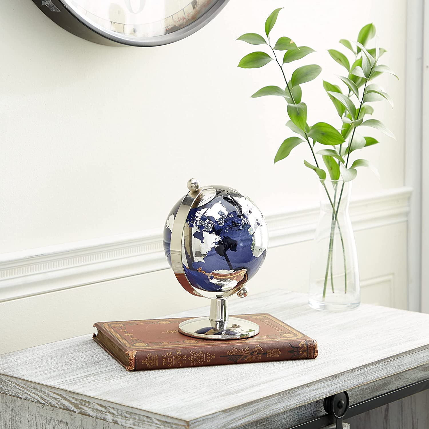 8 x 13 Deco 79 94451 Wood Metal Marble Globe 