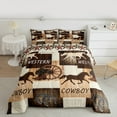 thumbnail image 2 of Manfei Western Cowboy Bedding Comforter Set,Rustic Horseshoe Texas Stars Twin Comforter Sets,Country Farmhouse Lodge Bedding Set For Boys Teens,Super Cozy Room Decor Reversible,2pcs, 2 of 8