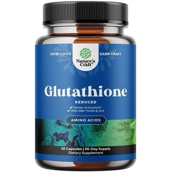 Nature’s Craft Glutathione Amino Acid Nutritional Supplement - L Glutathione Pills with Glutamic Acid and Milk Thistle Seed Extract for Potent Immune Support - 30 Capsules
