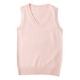 thumbnail image 4 of Preppy V-Neck Knitted Sweater Vest for Teen Girls – Women’s Sleeveless Solid Color Pullover Tank Top for School & Casual Wear, 4 of 9
