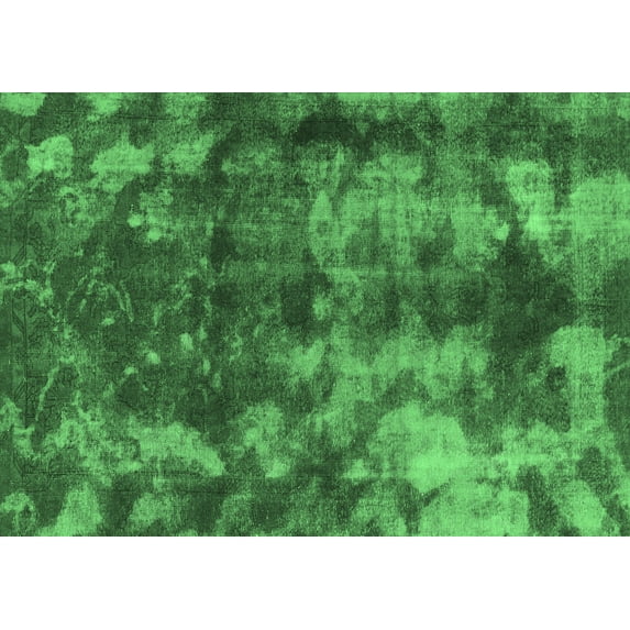 Ahgly Company Indoor Rectangle Abstract Emerald Green Modern Area Rugs, 7' x 9'