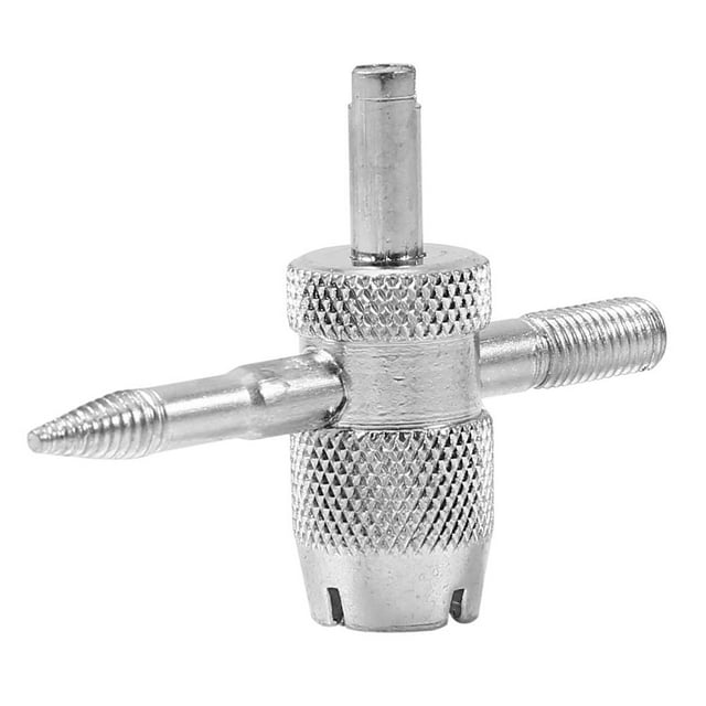 Domqga Outil de Réparation de Valve de Pneu à 4 Voies, 4-Way Valve Outil Remover, 4-Way Vélo Pneu Réparation Valve Outil Pneu Accessoire + 4 Valve Tige Noyau