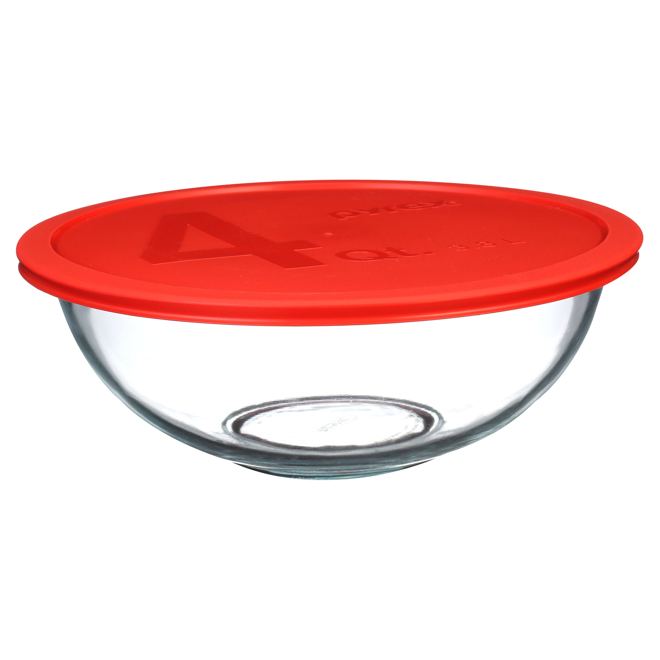 Pyrex Smart Essentials Glass Mixing Bowl - Clear/Red, 4 qt - Pay Less Super  Markets