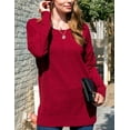thumbnail image 3 of Doublju Women's Long Sleeve Round Neck Loose Fit Knit Sweater with Plus Size, 3 of 4