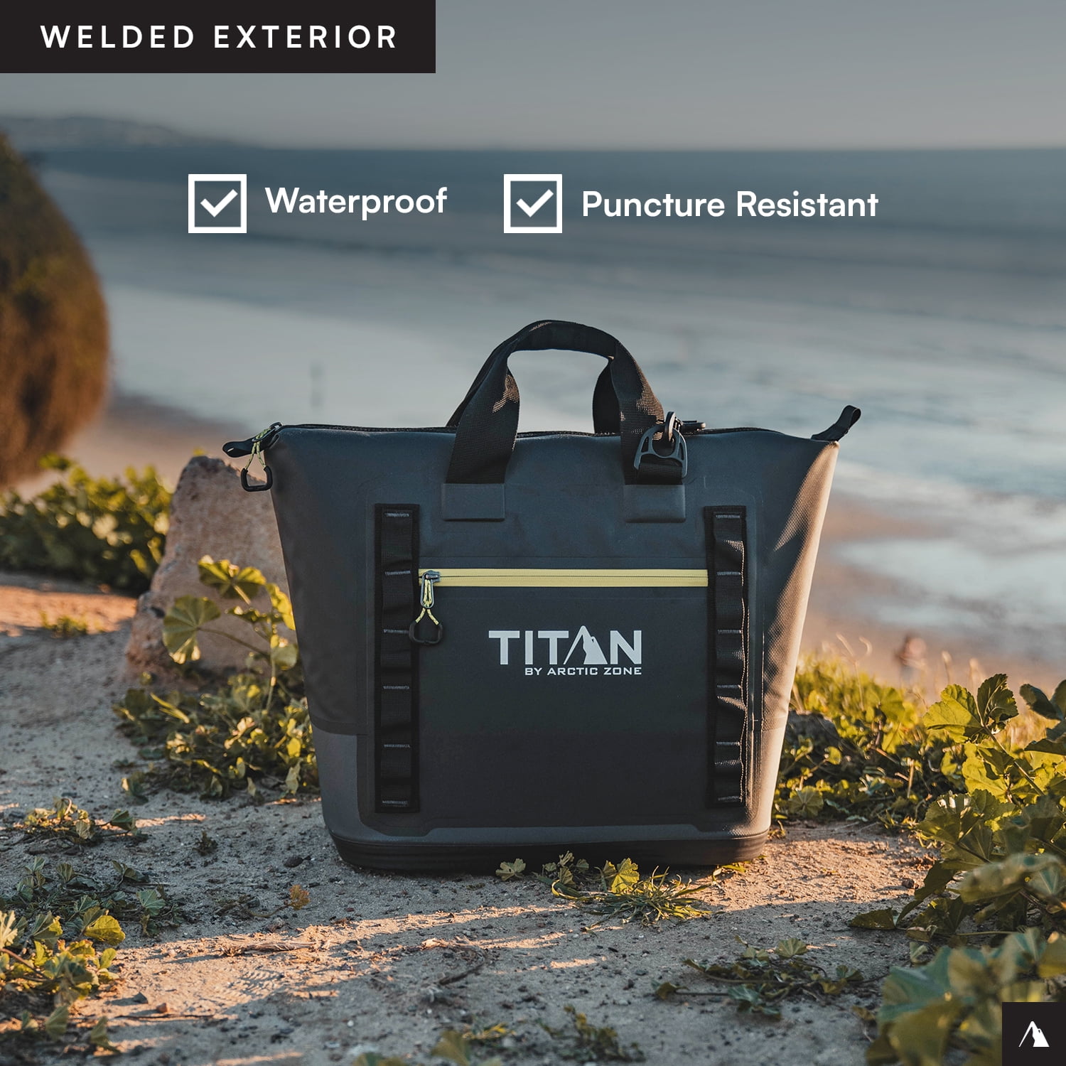 Titan by Arctic Zone 30 Can, 20 Quart Welded Insulated Cooler Tote with Waterproof Exterior, Black