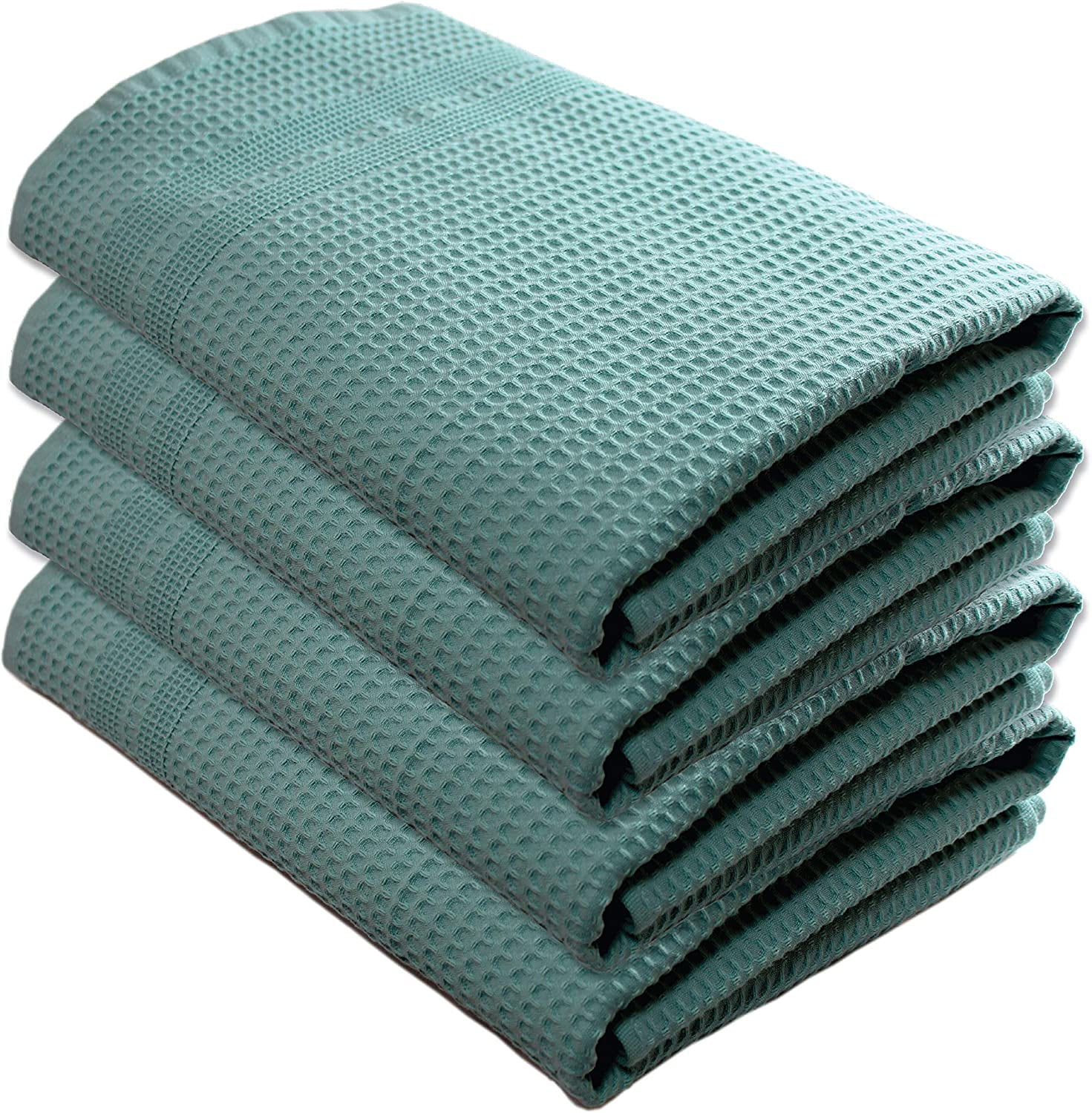 Waffle Towels Quick Dry Lint Free Thin Bath Towel 4 Pack Style (Seafoam