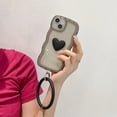 thumbnail image 5 of Heart Phone Case Compatible with iPhone 12 Case, Cute 3D Love Heart Phone Case, Curly Wave Shape Clear Heart Phone Cover with Round Bracelet for Women Girls, 5 of 12