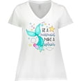 thumbnail image 3 of Inktastic Be a Mermaid Make a Splash Blue Mermaid Tail Women's Plus Size V-Neck T-Shirt, 3 of 5