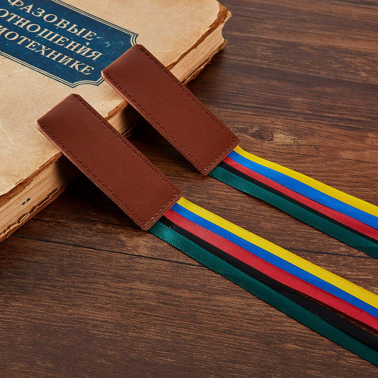 3 Pieces Bible Ribbon Bookmark Ribbon Markers Artificial Leather Bookmark  with Colorful Ribbons for Books (Black)