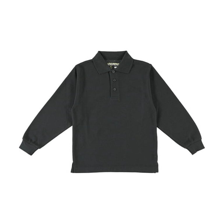 Universal Adults' Unisex L/S Pique Polo - black, l (Big Girls)