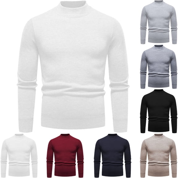 Danhjin Winter Sweater Tops for Men Casual Fall Turtleneck Warm Pullover Shirts Long Sleeve Comfy Soft Loungewear Outdoor T Shirts Blouses