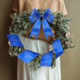 thumbnail image 6 of Christmas Snowflake Wired Ribbon 2.5 Inches 2 Rolls Satin Glittered Snowflake Wired Edge Christmas Ribbon for Tree Gift Wrapping Home Decorations Bow DIY Craft 12 Yard, 6 of 7