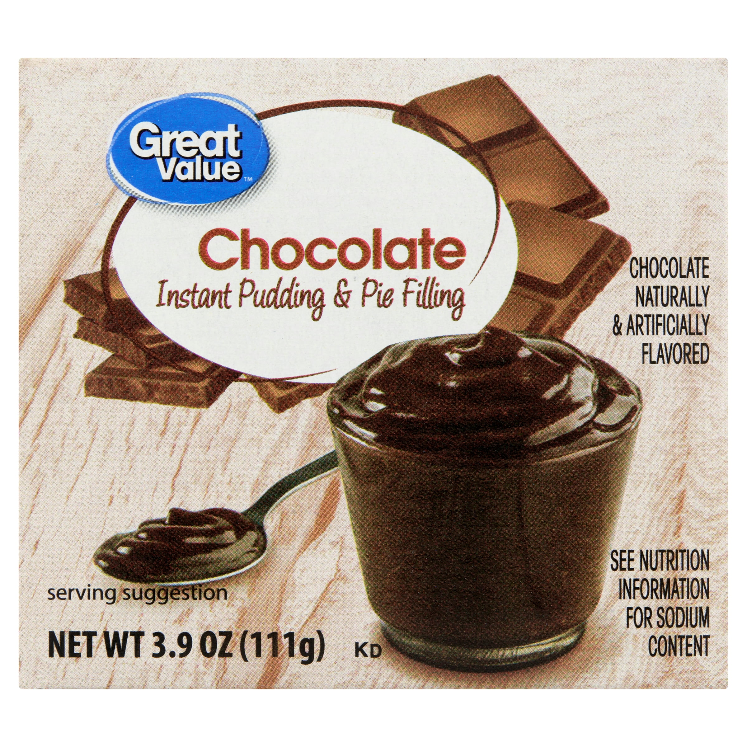 Great Value Chocolate Instant Pudding & Pie Filling, 3.9 oz