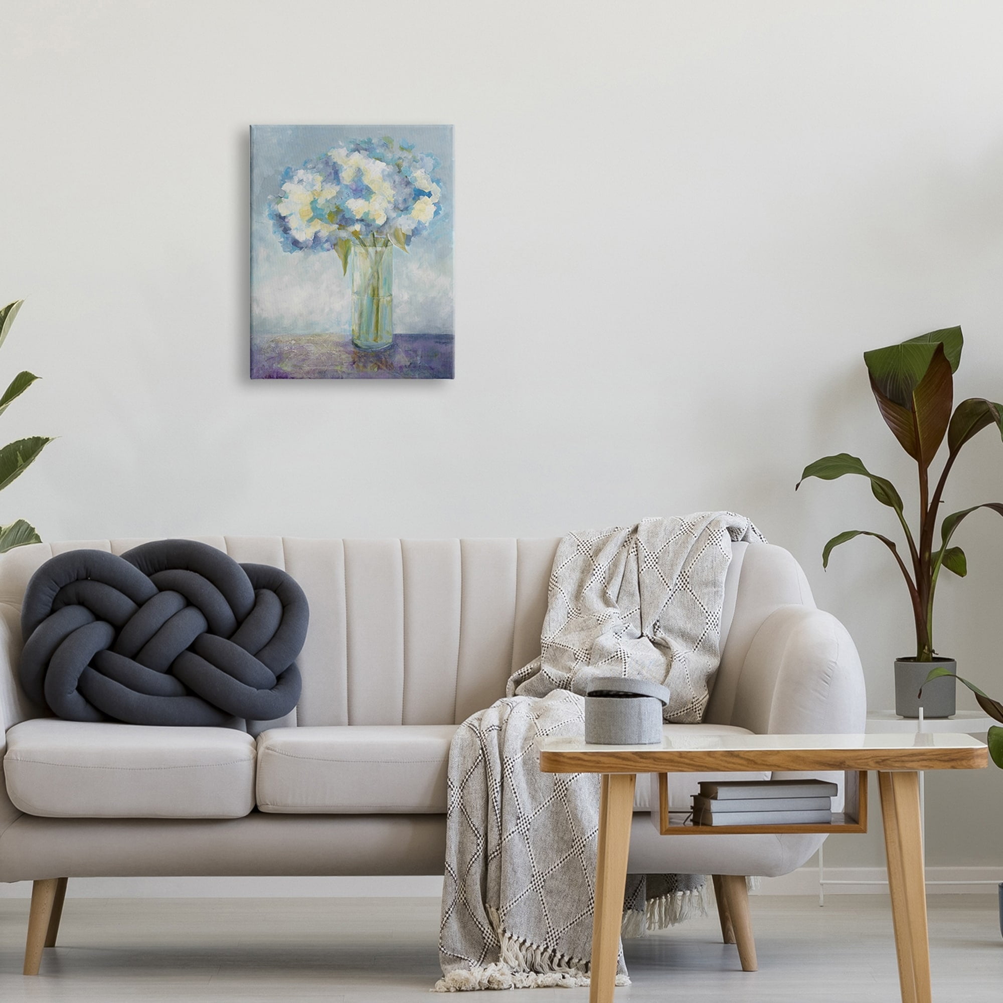 Stupell Industries Beautiful White Blue Hydrangeas Flower Bouquet Painting Gallery-Wrapped Canvas Print Wall Art, 36x48, by Doris Charest