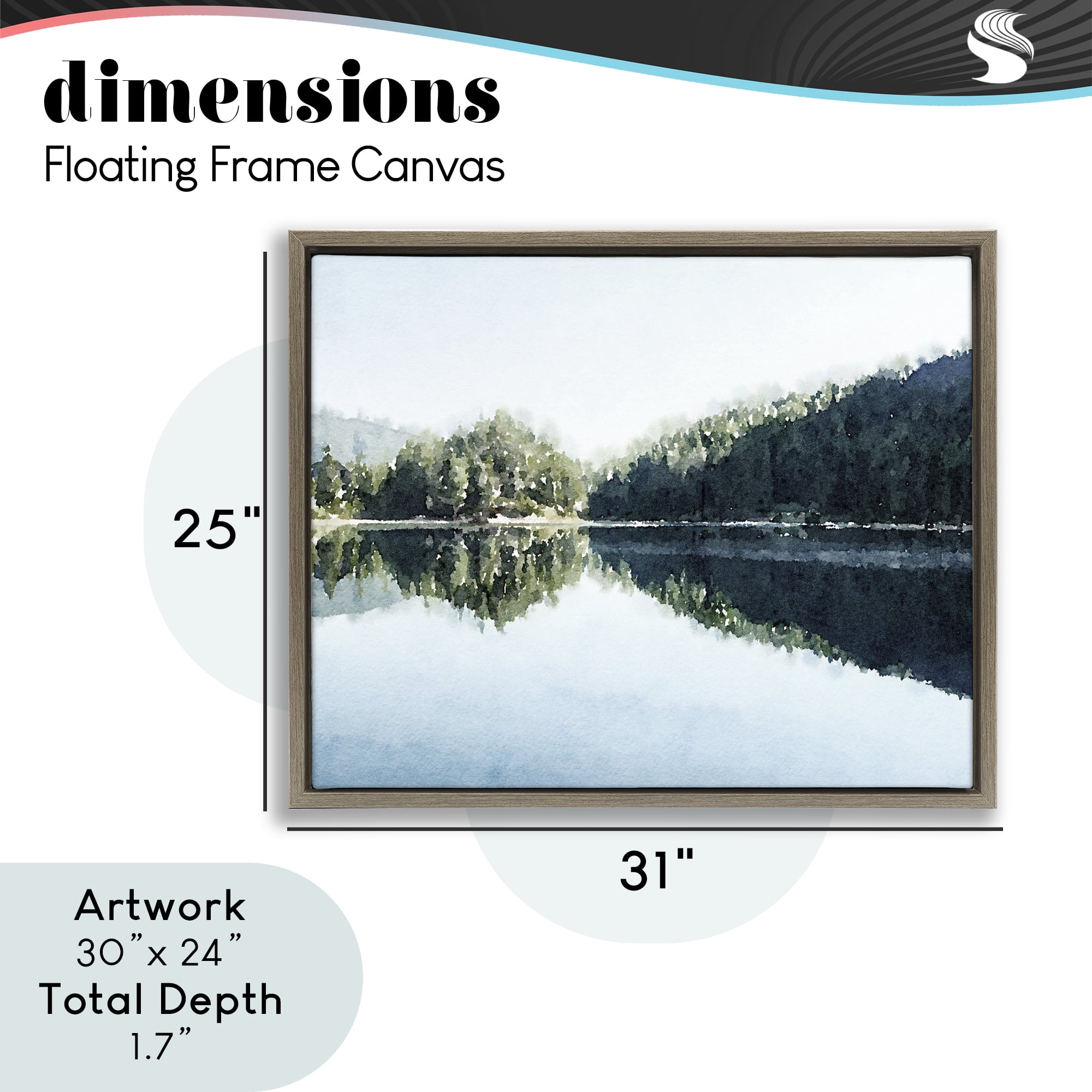 Stupell Industries Blue Lake Reflections Brown Framed Floater Canvas Wall Art, design by Kim Curinga