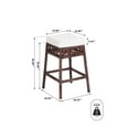 thumbnail image 3 of Bali 25.5" Bohemian Basics Rattan Backless Counter Stool, White Cushion with Dark Brown Woven Frame, 3 of 7