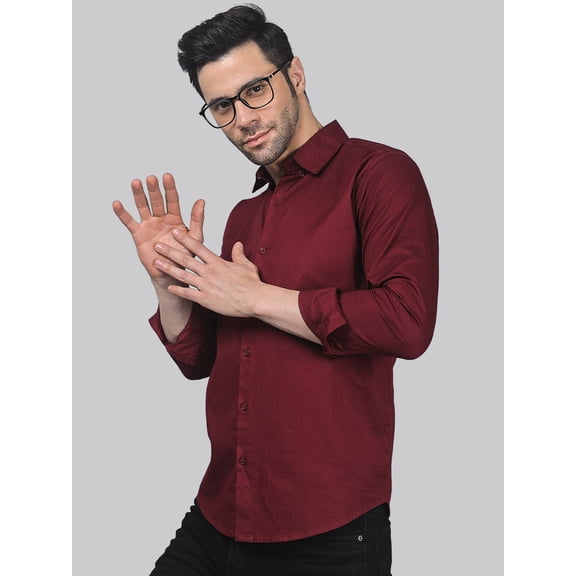 TryBuy Sleek Premium Solid Maroon Cotton Dress Shirt For Men