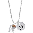 thumbnail image 1 of Delight Jewelry Silvertone Love with Chocolate Cupcake Silvertone Script Initial Disc - H - Charm Necklace, 20"+3", 1 of 4
