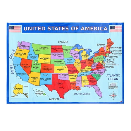 OUNONA 2Pcs Wall America Map Poster Large Geography Map for Home Decor Multi Color Print