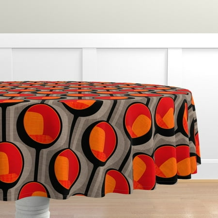 

Cotton Sateen Tablecloth 70 Round - Pod Retro Modern Table Mid Century Print Custom Table Linens by Spoonflower