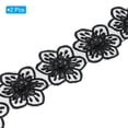thumbnail image 3 of Unique Bargains 1 Yards Flower Trim Ribbon, 2 Pack Floral Lace Ribbon Pearl Edging Decorating Embroidered Trim Style 1, Black, 3 of 6