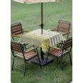 thumbnail image 3 of Outdoor Tablecloth with Umbrella Hole and Zipper, Anchor Sage Green Square Table Cloth 60x60 Inch Waterproof Tablecloth, Yellow Nautical White Geometric Stripe Picnic Table Cover for Patio Camping, 3 of 7
