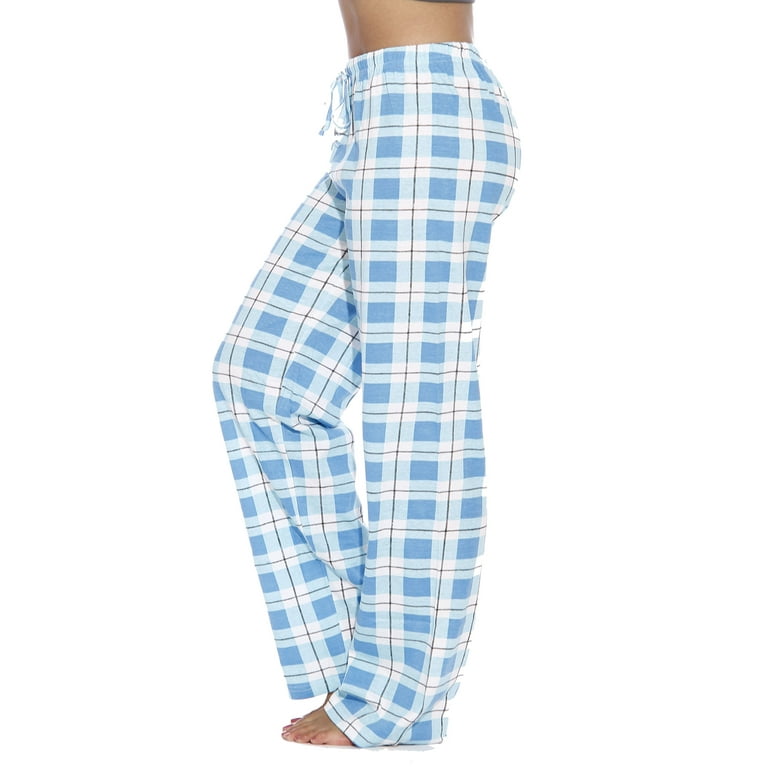 Just Love Women's Plaid Pajama Pants in 100% Cotton Jersey - Comfortable  Sleepwear for Women (Blue - Plaid, Small) 