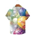 thumbnail image 2 of VBTAPA Mens Spring Shirts Happy Easter Day Rabbit Eggs Print Button Down Shirt Short Sleeve Hawaiian Beach Party Tops Lightning Sales of The Day Multicolor XXXXXL, 2 of 6