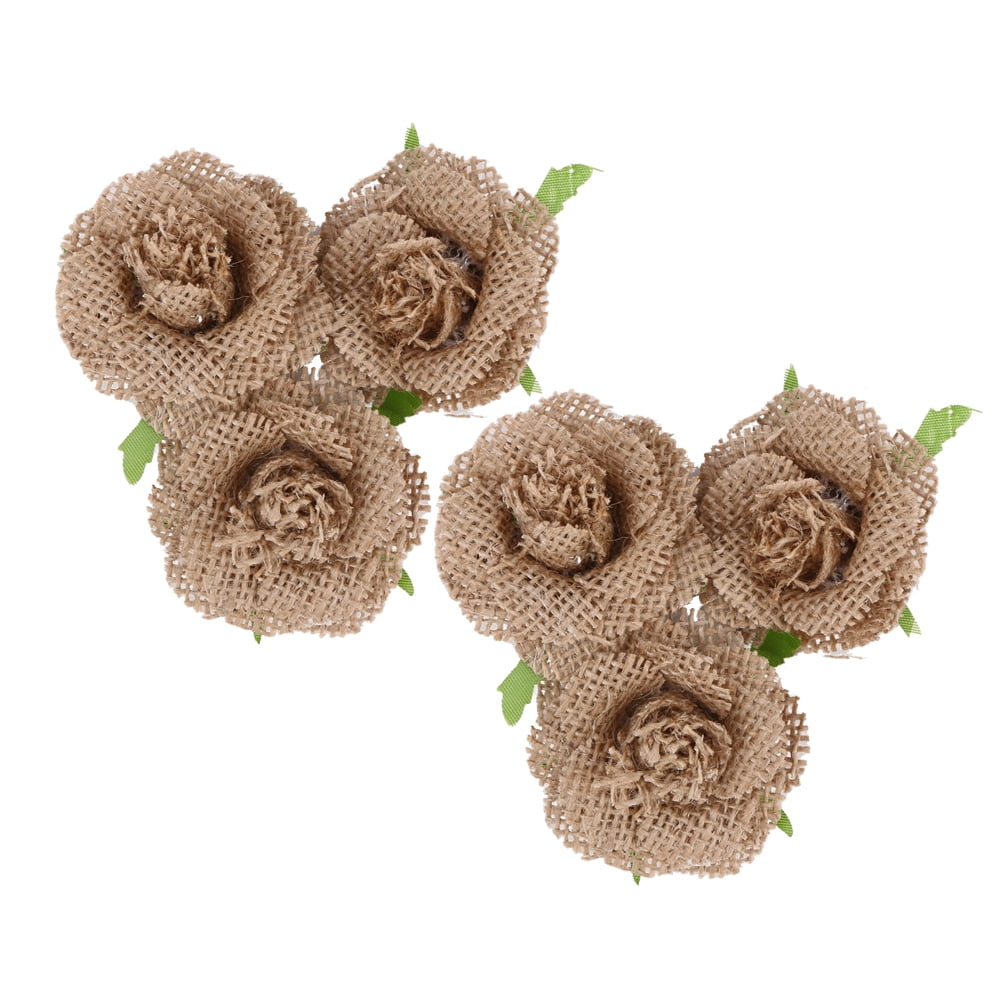 Vintage Hessian Burlap Brown Flower Craft Wedding Party Decor Pack of 6pcs