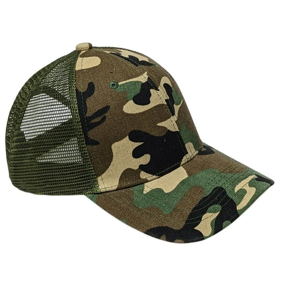 Camouflage Mesh Back Curved Visor Blank Baseball Cap Adjustable Size Unisex
