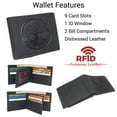 thumbnail image 2 of MARSHAL RFID Blocking Distressed Leather Bifold Wallet for Men with Tree of Life Design Black, 2 of 8