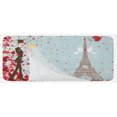 thumbnail image 1 of Wedding Kitchen Mat, French Couple Hand Drawn Paris Eiffel Tower Getting Married Hearts Celebration, Plush Decorative Kitchen Mat with Non Slip Backing, 47" X 19", Blue Red White, by Ambesonne, 1 of 1