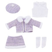 Lekihaqq 18 Inch Doll Clothes Winter Outfit Set, Soft Plaid Coat Jacket with Beret Hat and Scarf, Warm Fashion Ensemble for 16-18in American Dolls, Photoshoot & Display