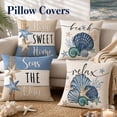 thumbnail image 4 of Summer Ocean Sea Shell Throw Pillow Covers, 17.7x17.7 Inch Love Lives Here Coastal Cushion Cases with Conch Starfish Coral Design for Holiday Seasonal Decor, 4 of 7