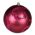 thumbnail image 1 of Vickerman Boules Tourbillonnantes de 4 Pouces en Sequins Mats Rouge Baie (Ensemble de 6), 1 of 3