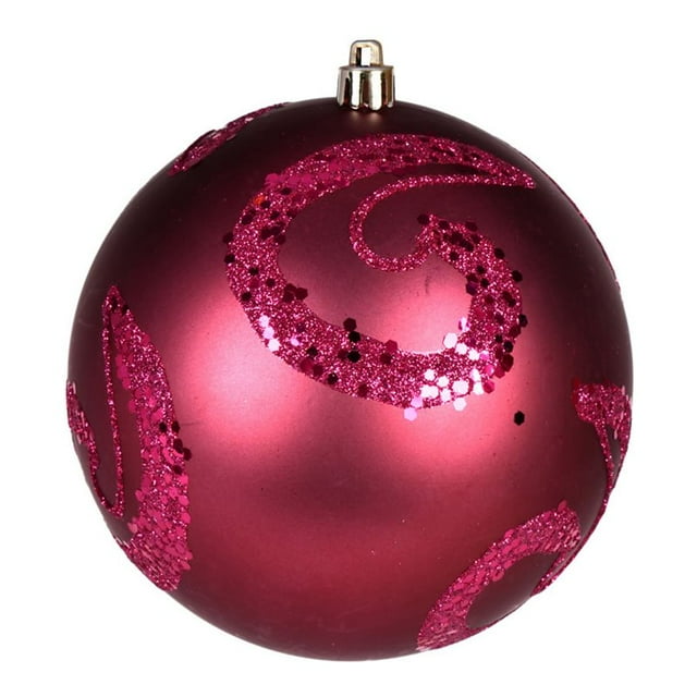 Vickerman Boules Tourbillonnantes de 4 Pouces en Sequins Mats Rouge Baie (Ensemble de 6)