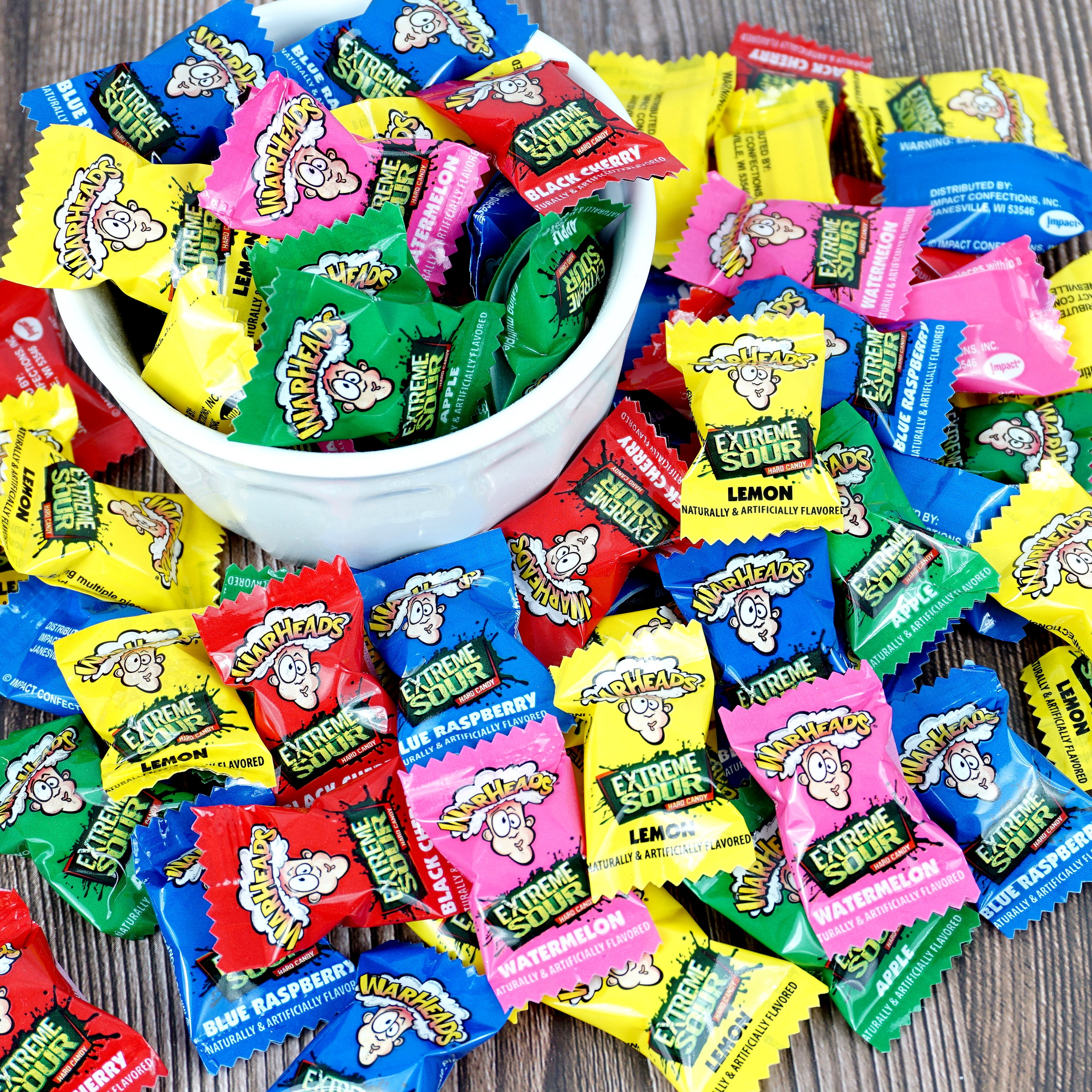 Warheads Extreme Sour Candy, 2 Pound Bag, Assorted Flavors, Individually Wrapped Hard Candy