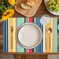 thumbnail image 4 of Colorful Stripes Placemats Set of 4, Modern Abstract Art Vertical Striped Placemats for Dining Table, Place Mats for Kitchen Tabletop, Waterproof Wipeable Dining Table Mats Set, 4 of 9