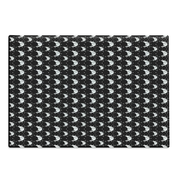 Moon Rays Cutting Board, Image of Little Square Stars and Crescent with a Sleeping Female Face, Decorative Tempered Glass Cutting and Serving Board, in 3 Sizes, by Ambesonne