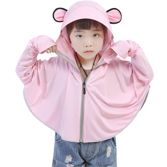 Avtoify Girls Hoodies Casual, Girls Fall Jacket Leisure, 5-14 Years Old Children's Fashion Solid Color Ice Silk Sun Protection Lightweight Breathable Zipper Long Sleeve Hooded Casual Jacket