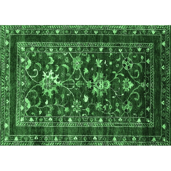 Ahgly Company Indoor Rectangle Oriental Emerald Green Industrial Area Rugs, 4' x 6'