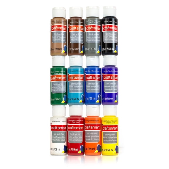Craft Smart Satin Acrylic Paint Value Set, 12 Packs: 12 ct. (144 total)