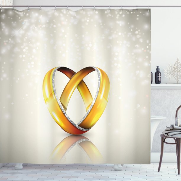 Wedding Decorations Shower Curtain, Two Big Rings on Vibrant Abstract