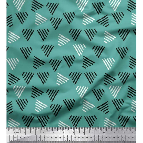 Soimoi Cotton Jersey Fabric Triangle Block Print Fabric by The Yard 58 Inch Wide