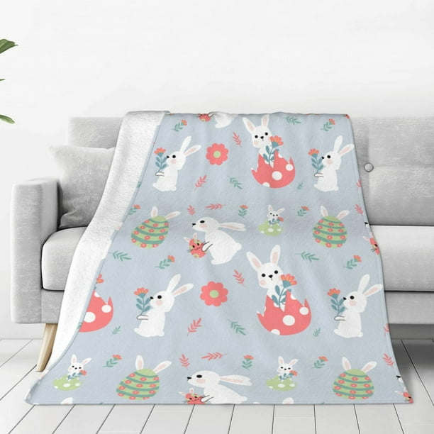 Balery Bunny cartoon with easter Manta de Felpa Suave y Acogedora – Cobija de Franela Aterciopelada para Cama, Lavable y Cálida para Sofá, Mascotas, Transpirable-80"x60"